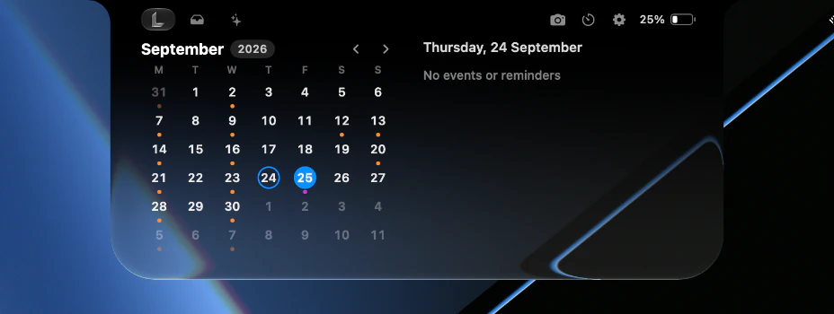 Lenotch calendar month view for September 2026
